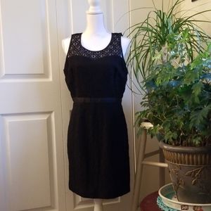 ELLE Sz 12 Lacy Black Dress Sleeveless LBD